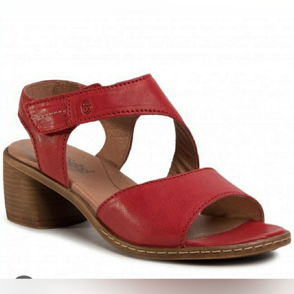 Josef Seibel Shoes - Josef Seibel Juna Red Leather Block Heel Sandals Sz 7.5 Summer Coquette Girl